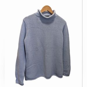 Eddie Bauer Baby Blue Chunky Knit Turtleneck Sweater Size M